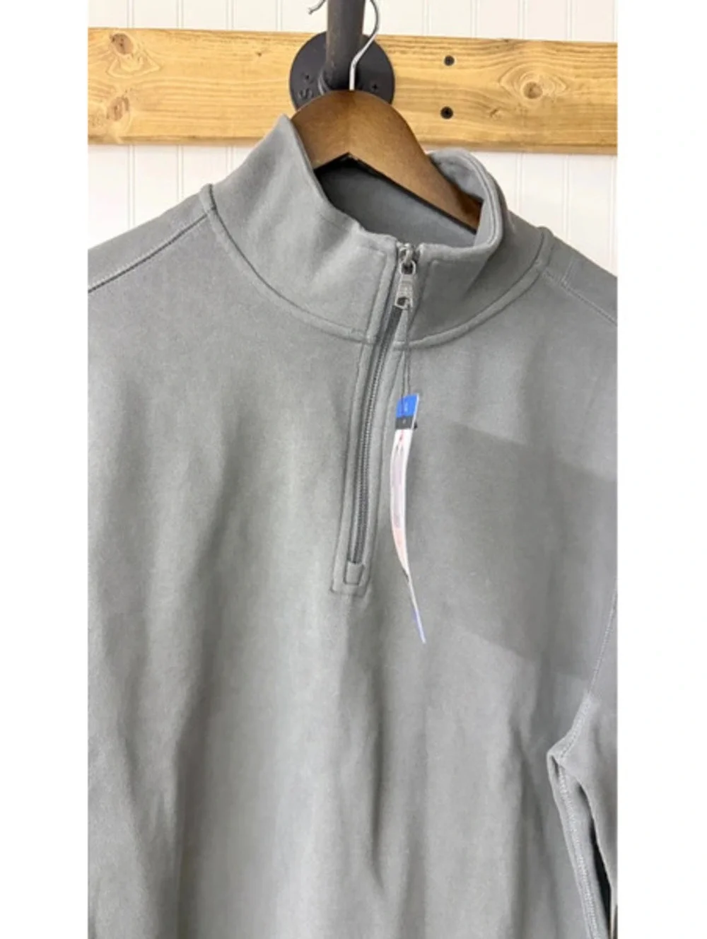 Banana Republic quarter-zip sweatshirt garment-dyed grey finish size Large